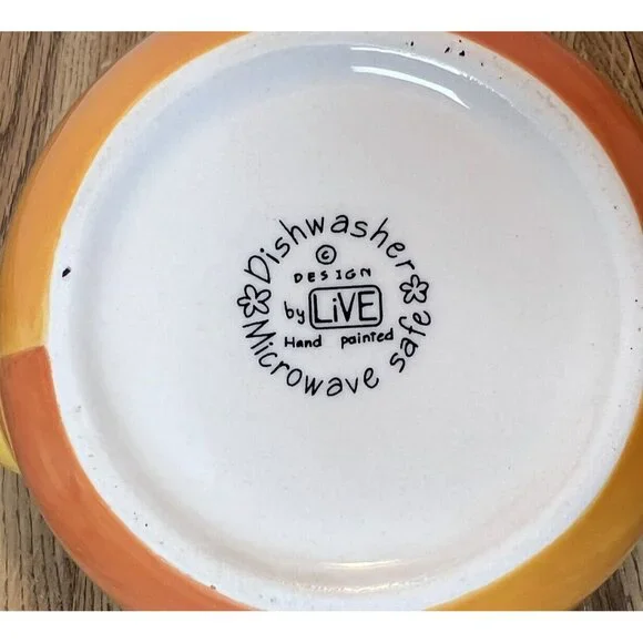 Hues N Brews Teapot Set w/ 2 Cups & Tray Ceramic Yellow Orange Hand Painted - Picture 5 of 11